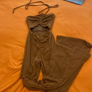 Princess Polly Brown Sparkly Jumpsuit Size 2